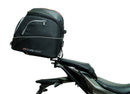 The Ventura EVO-12 Bike-Pack Kit for Kawasaki Z H2 SE (20 - >) includes a sleek black EVO-12 pack, an adaptable Evo-Rack for rear mounting, and a black L-bracket with installation screws.