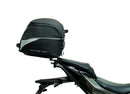 The Ventura EVO-12 Bike-Pack Kit for Kawasaki Z H2 SE (20 - >) includes a sleek black EVO-12 pack, an adaptable Evo-Rack for rear mounting, and a black L-bracket with installation screws.