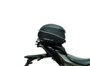 The Ventura EVO-12 Bike-Pack Kit for Kawasaki Z H2 SE (20 - >) includes a sleek black EVO-12 pack, an adaptable Evo-Rack for rear mounting, and a black L-bracket with installation screws.