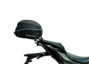 The Ventura EVO-12 Bike-Pack Kit for Kawasaki Z H2 SE (20 - >) includes a sleek black EVO-12 pack, an adaptable Evo-Rack for rear mounting, and a black L-bracket with installation screws.