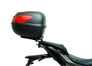 The Ventura EVO-12 Bike-Pack Kit for Kawasaki Z H2 SE (20 - >) includes a sleek black EVO-12 pack, an adaptable Evo-Rack for rear mounting, and a black L-bracket with installation screws.