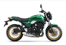 The image features the Ventura Kawasaki Z 650 RS (22 - >) Bike-Pack Kit, showcasing three essential components: a sleek black pack, an Adjustable Pack-Rack mounted on a bike frame, and an L-Bracket with screws, all labeled as a generic image.