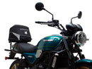 The image features the Ventura Kawasaki Z 650 RS (22 - >) Bike-Pack Kit, showcasing three essential components: a sleek black pack, an Adjustable Pack-Rack mounted on a bike frame, and an L-Bracket with screws, all labeled as a generic image.