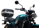 The image features the Ventura Kawasaki Z 650 RS (22 - >) Bike-Pack Kit, showcasing three essential components: a sleek black pack, an Adjustable Pack-Rack mounted on a bike frame, and an L-Bracket with screws, all labeled as a generic image.