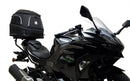 Ventura EVO-12 Bike-Pack Kit for Kawasaki Z 500 and Ninja 500 (all models, '24 onwards) includes a black EVO-12 PACK, metal Adjustable Pack-Rack (EVO-RACK), and metal L-Bracket supports with hardware shown in a generic image.