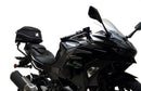 Ventura EVO-12 Bike-Pack Kit for Kawasaki Z 500 and Ninja 500 (all models, '24 onwards) includes a black EVO-12 PACK, metal Adjustable Pack-Rack (EVO-RACK), and metal L-Bracket supports with hardware shown in a generic image.