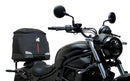 Ventura EVO-12 Bike-Pack Kit for Kawasaki Eliminator 500, 500SE (24->) includes a black EVO-12 pack, an Adjustable Pack-Rack (EVO-Rack) mounted on the bike, and a labeled black L-Bracket with screws.