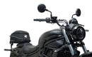 Ventura EVO-12 Bike-Pack Kit for Kawasaki Eliminator 500, 500SE (24->) includes a black EVO-12 pack, an Adjustable Pack-Rack (EVO-Rack) mounted on the bike, and a labeled black L-Bracket with screws.