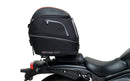 Ventura EVO-12 Bike-Pack Kit for Kawasaki Eliminator 500, 500SE (24->) includes a black EVO-12 pack, an Adjustable Pack-Rack (EVO-Rack) mounted on the bike, and a labeled black L-Bracket with screws.