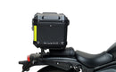 Ventura EVO-12 Bike-Pack Kit for Kawasaki Eliminator 500, 500SE (24->) includes a black EVO-12 pack, an Adjustable Pack-Rack (EVO-Rack) mounted on the bike, and a labeled black L-Bracket with screws.