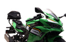 The Ventura EVO-12 Bike-Pack Kit for Kawasaki Ninja ZX-4RR, ZX-4R (25 - >) includes a black bike pack, rear Evo-Rack, sturdy metal L-Bracket with screws—all clearly labeled on a white background.