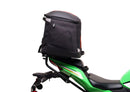 The Ventura EVO-12 Bike-Pack Kit for Kawasaki Ninja ZX-4RR, ZX-4R (25 - >) includes a black bike pack, rear Evo-Rack, sturdy metal L-Bracket with screws—all clearly labeled on a white background.