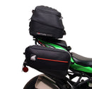 The Ventura EVO-12 Bike-Pack Kit for Kawasaki Ninja ZX-4RR, ZX-4R (25 - >) includes a black bike pack, rear Evo-Rack, sturdy metal L-Bracket with screws—all clearly labeled on a white background.
