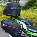 The Ventura EVO-12 Bike-Pack Kit for Kawasaki Ninja ZX-4RR, ZX-4R (25 - >) includes a black bike pack, rear Evo-Rack, sturdy metal L-Bracket with screws—all clearly labeled on a white background.