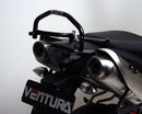 The KTM 990 Super Moto R (09-12) Bike-Pack Kit by Ventura features a sleek black design with vibrant orange accents, an Evo-Rack for seamless fit, and a sturdy L-Bracket including screws. Each component is individually labeled against a spotless white background.