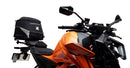 Image showing the Ventura EVO-12 Bike-Pack Kit for KTM 1390 Super Duke R (24->) with EVO-12 soft black bag, Evo-Rack metal luggage rack, and L-Bracket with screws (generic image). Fits Adjustable Pack-Rack systems.