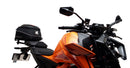 Image showing the Ventura EVO-12 Bike-Pack Kit for KTM 1390 Super Duke R (24->) with EVO-12 soft black bag, Evo-Rack metal luggage rack, and L-Bracket with screws (generic image). Fits Adjustable Pack-Rack systems.