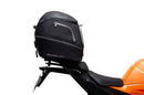 Image showing the Ventura EVO-12 Bike-Pack Kit for KTM 1390 Super Duke R (24->) with EVO-12 soft black bag, Evo-Rack metal luggage rack, and L-Bracket with screws (generic image). Fits Adjustable Pack-Rack systems.