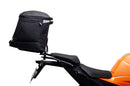 Image showing the Ventura EVO-12 Bike-Pack Kit for KTM 1390 Super Duke R (24->) with EVO-12 soft black bag, Evo-Rack metal luggage rack, and L-Bracket with screws (generic image). Fits Adjustable Pack-Rack systems.