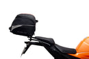 Image showing the Ventura EVO-12 Bike-Pack Kit for KTM 1390 Super Duke R (24->) with EVO-12 soft black bag, Evo-Rack metal luggage rack, and L-Bracket with screws (generic image). Fits Adjustable Pack-Rack systems.