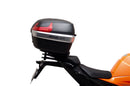 Image showing the Ventura EVO-12 Bike-Pack Kit for KTM 1390 Super Duke R (24->) with EVO-12 soft black bag, Evo-Rack metal luggage rack, and L-Bracket with screws (generic image). Fits Adjustable Pack-Rack systems.