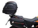 The image showcases a Ventura EVO-12 Bike-Pack Kit for the KTM 390 Adventure (2020 - >), including a black "EVO-12 PACK," an adaptable "Evo-Rack" metal rack, and an "L-BRACKET" with screws, blending practicality and style for any biking adventure.