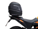 The image showcases a Ventura EVO-12 Bike-Pack Kit for the KTM 390 Adventure (2020 - >), including a black "EVO-12 PACK," an adaptable "Evo-Rack" metal rack, and an "L-BRACKET" with screws, blending practicality and style for any biking adventure.