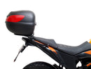The image showcases a Ventura EVO-12 Bike-Pack Kit for the KTM 390 Adventure (2020 - >), including a black "EVO-12 PACK," an adaptable "Evo-Rack" metal rack, and an "L-BRACKET" with screws, blending practicality and style for any biking adventure.