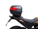 The image showcases a Ventura EVO-12 Bike-Pack Kit for the KTM 390 Adventure (2020 - >), including a black "EVO-12 PACK," an adaptable "Evo-Rack" metal rack, and an "L-BRACKET" with screws, blending practicality and style for any biking adventure.