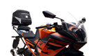 Ventura's EVO-12 Bike-Pack Kit for KTM RC 390 (22 ->) features a sleek black design with an orange stripe, an EVO-RACK for easy mounting, and an L-bracket with screws for seamless installation. It's perfect for riders seeking style and functionality.