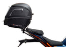 Ventura's EVO-12 Bike-Pack Kit for KTM RC 390 (22 ->) features a sleek black design with an orange stripe, an EVO-RACK for easy mounting, and an L-bracket with screws for seamless installation. It's perfect for riders seeking style and functionality.