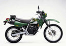 The image displays the Ventura EVO-12 Bike-Pack Kit with an adjustable EVO-Rack on a Kawasaki KLR 250 (2000), an EVO-12 pack, and an L-Bracket with screws. Labels identify each component.