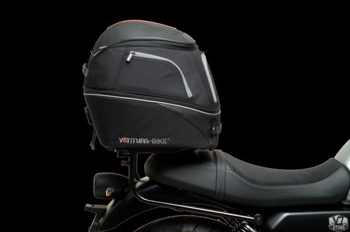 The image showcases the Moto Guzzi V7 Special (21 ->) Bike-Pack Kit by Ventura, featuring an EVO-12 pack and adaptable EVO-RACK, along with a generic image of an L-bracket with screws.