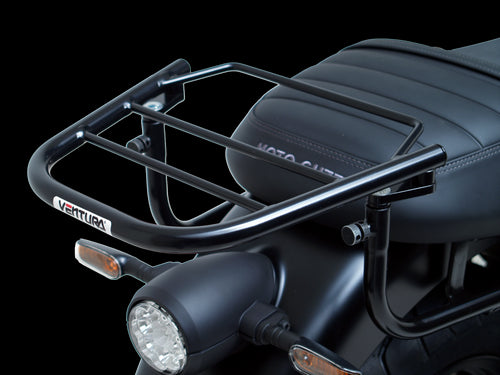 The image showcases the Moto Guzzi V7 Special (21 ->) Bike-Pack Kit by Ventura, featuring an EVO-12 pack and adaptable EVO-RACK, along with a generic image of an L-bracket with screws.