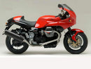 Image displaying a Ventura EVO-12 Bike-Pack Kit for the Moto Guzzi 1100 V11 Le Mans (02-03) with three components: a sleek black pack featuring an orange stripe labeled EVO-12 Pack, a sturdy metal Sport-Rack labeled Evo-Rack, and versatile L-BRACKET set (Generic Image).