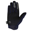 The FIST NAVY STOCKER GLOVE features "FIST" on the fingers, a hexagonal raised logo, and a black wrist tag. With a fitted design and black thumb detail, these navy blue touch screen MTB gloves are perfect for any ride.