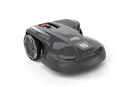The Husqvarna Automower® 320 NERA is a sleek, gray robotic lawn mower with large rear wheels and a top control panel, featuring the Husqvarna logo on the front, shown against a black background.