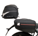 Image displaying Ventura's EVO-12 Bike-Pack Kit for the Royal Enfield Himalayan 410 (17->) includes a black Adjustable Pack-Rack, a metal Evo-Rack mounted on a bike, and an L-Bracket with screws.