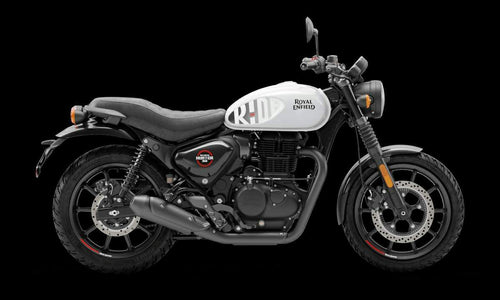 The Ventura EVO-12 Bike-Pack Kit for the Royal Enfield Hunter 350 (22 ->) includes a black soft-sided pack, an Adjustable Pack-Rack with mounting points, and an L-Bracket with screws and assembly parts.
