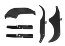 The Husqvarna Mulching Kit includes two metal mulching blades, a black plastic chute cover, metal pins, and mounting hardware to help ZTR Zero Turn mowers recycle clippings and boost lawn nutrients.