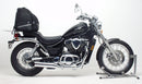 Image showing Ventura EVO-12 Pack, Evo-Rack mounted on a Suzuki VS 800 GLP M-V Intruder (91-04), and L-Bracket with screws. Each is labeled and ideal for use with Top-Box Rack systems.