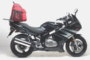 The EVO-12 Bike-Pack Kit features a sleek black storage bag, Evo-Rack metal frame for secure mounting, and an essential L-bracket with screws, ideal for an adventurous sport-rack setup on the Suzuki GS 500 F (04 - 12) by Ventura.