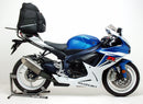 Ventura EVO-12 Bike-Pack Kit for Suzuki GSXR 750 (11–>), includes a black EVO-12 Pack, Evo-Rack rear rack, L-brackets with screws—labels: EVO-12 Pack, Adjustable Pack-Rack (Generic Image).