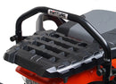 Ventura's EVO-12 Bike-Pack Kit image features a striking black EVO-12 pack with vibrant orange accents, an EVO-Rack gracefully fitted on a Suzuki DL 1050 V-Strom XT bike, and an L-Bracket with screws. The Adjustable Pack-Rack is designed to enhance your biking experience.