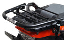 Ventura's EVO-12 Bike-Pack Kit image features a striking black EVO-12 pack with vibrant orange accents, an EVO-Rack gracefully fitted on a Suzuki DL 1050 V-Strom XT bike, and an L-Bracket with screws. The Adjustable Pack-Rack is designed to enhance your biking experience.