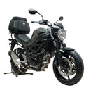 Image showing the Ventura EVO-12 Bike-Pack Kit for Suzuki SV 650X (16 - >), featuring an EVO-12 pack bag, Evo-Rack Top-Box Rack mounted on the bike, and a generic L-Bracket with screws displayed on a white background.
