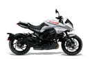 Ventura EVO-12 Bike-Pack Kit for Suzuki GSXS 1000S Katana (19->) includes a black EVO-12 pack, Evo-Rack mounted on a bike, and an L-Bracket with mounting hardware. Each item is clearly labeled for easy identification.