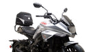 Ventura EVO-12 Bike-Pack Kit for Suzuki GSXS 1000S Katana (19->) includes a black EVO-12 pack, Evo-Rack mounted on a bike, and an L-Bracket with mounting hardware. Each item is clearly labeled for easy identification.