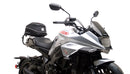 Ventura EVO-12 Bike-Pack Kit for Suzuki GSXS 1000S Katana (19->) includes a black EVO-12 pack, Evo-Rack mounted on a bike, and an L-Bracket with mounting hardware. Each item is clearly labeled for easy identification.