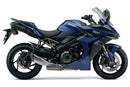 Image showing the Ventura EVO-12 Bike-Pack Kit for Suzuki GSX-S 1000 GT, TRQ (22->), including an EVO-12 pack bag, Evo-Rack mounted on the bike, and L-Bracket with screws, each clearly labeled for easy pannier support installation.